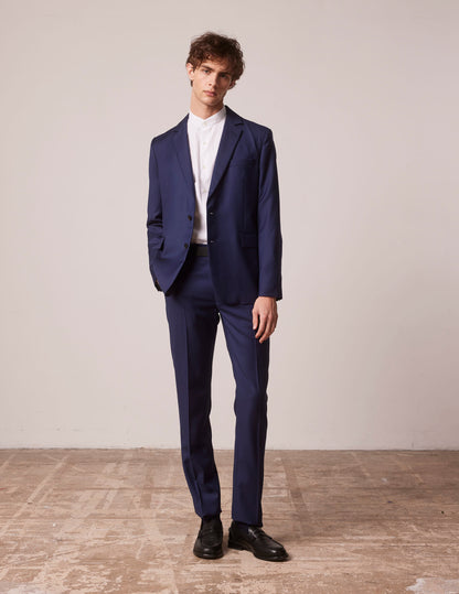 Greyson tailored pants in navy blue wool-canvas