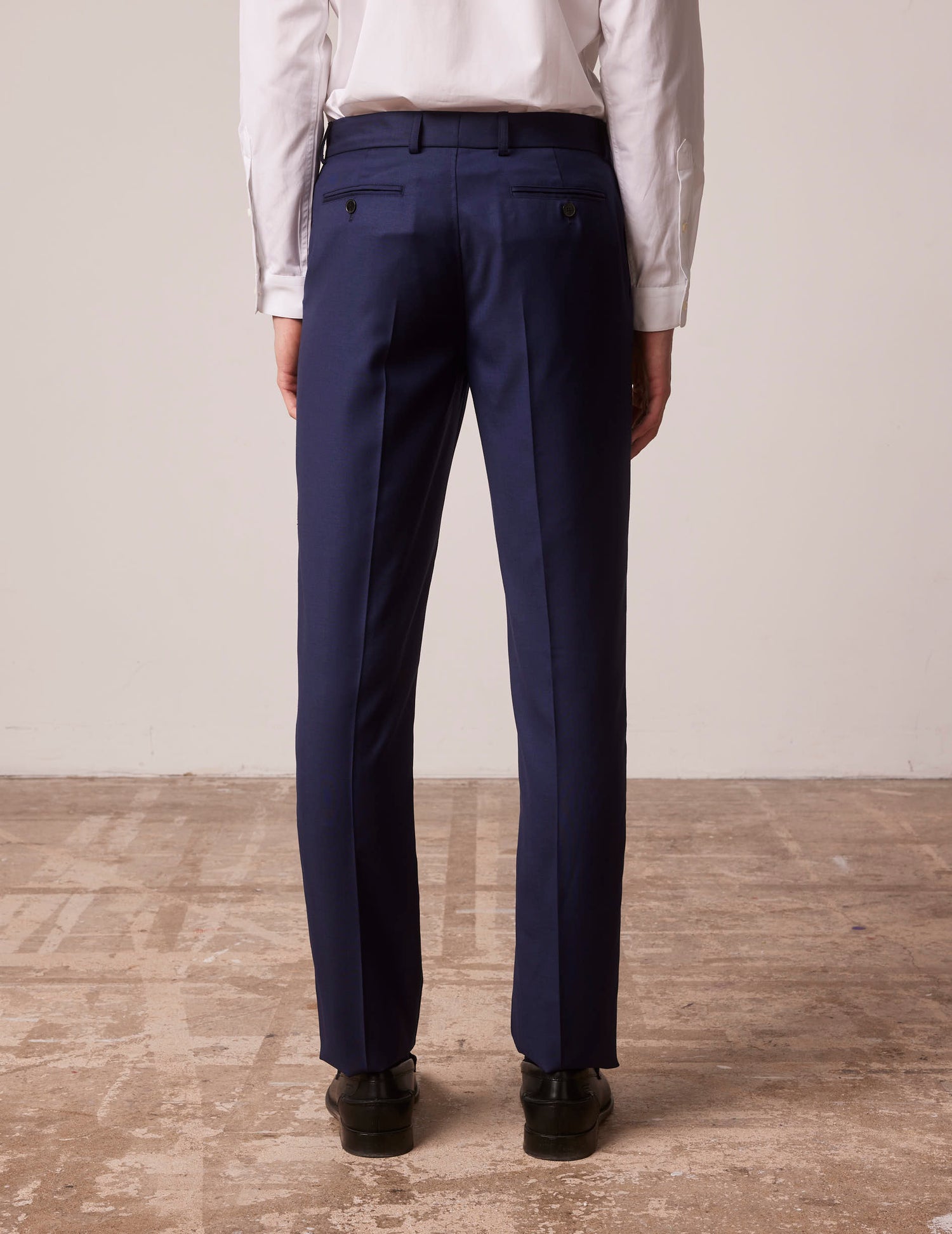 Greyson tailored pants in navy blue wool-canvas