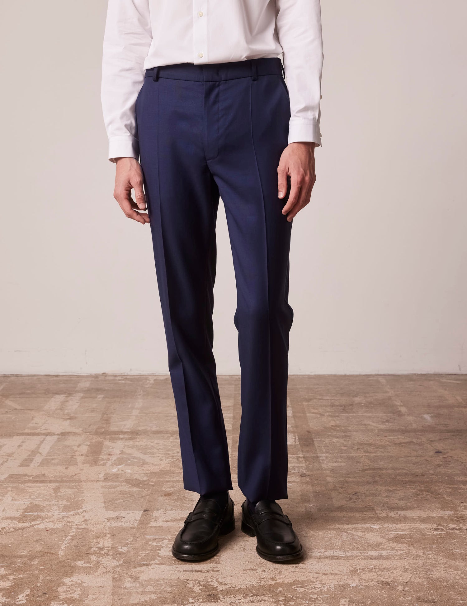 Greyson tailored pants in navy blue wool-canvas