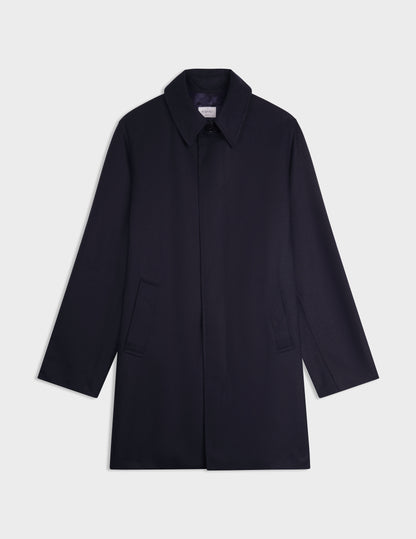 Hermano trench in navy blue wool-canvas