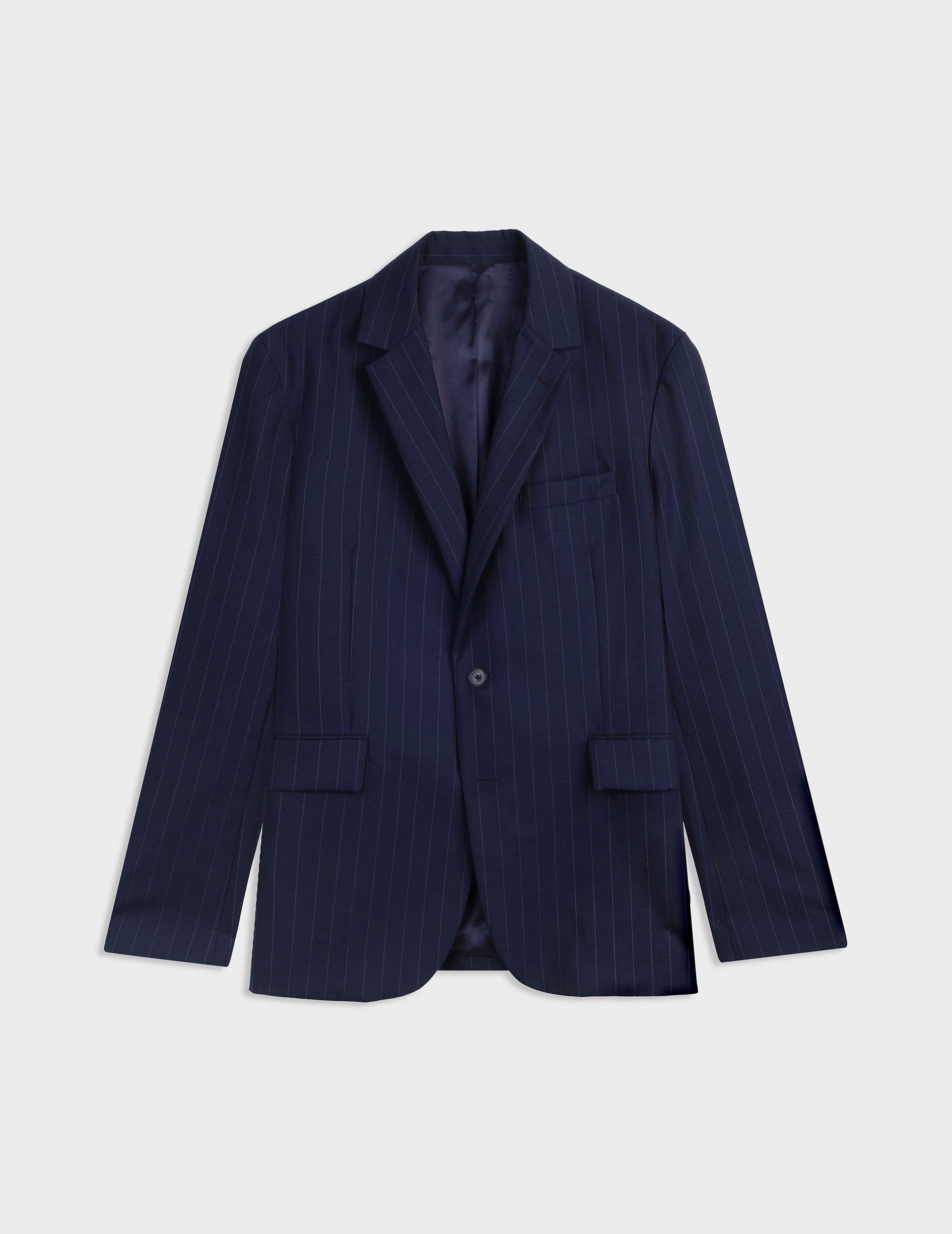 Navy blue striped Gabin blazer in wool-canvas