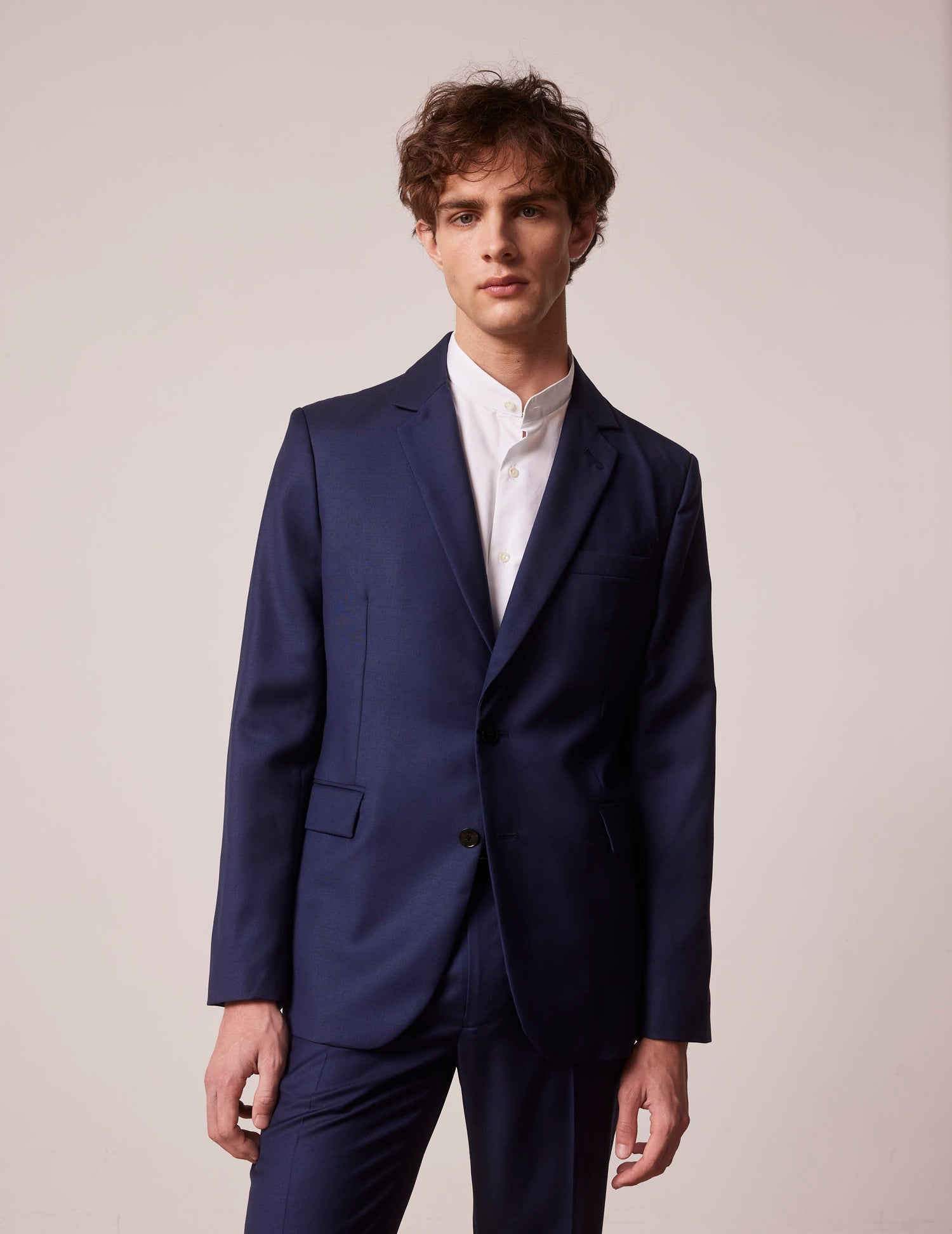 Gordon tailored jacket in navy blue wool-canvas