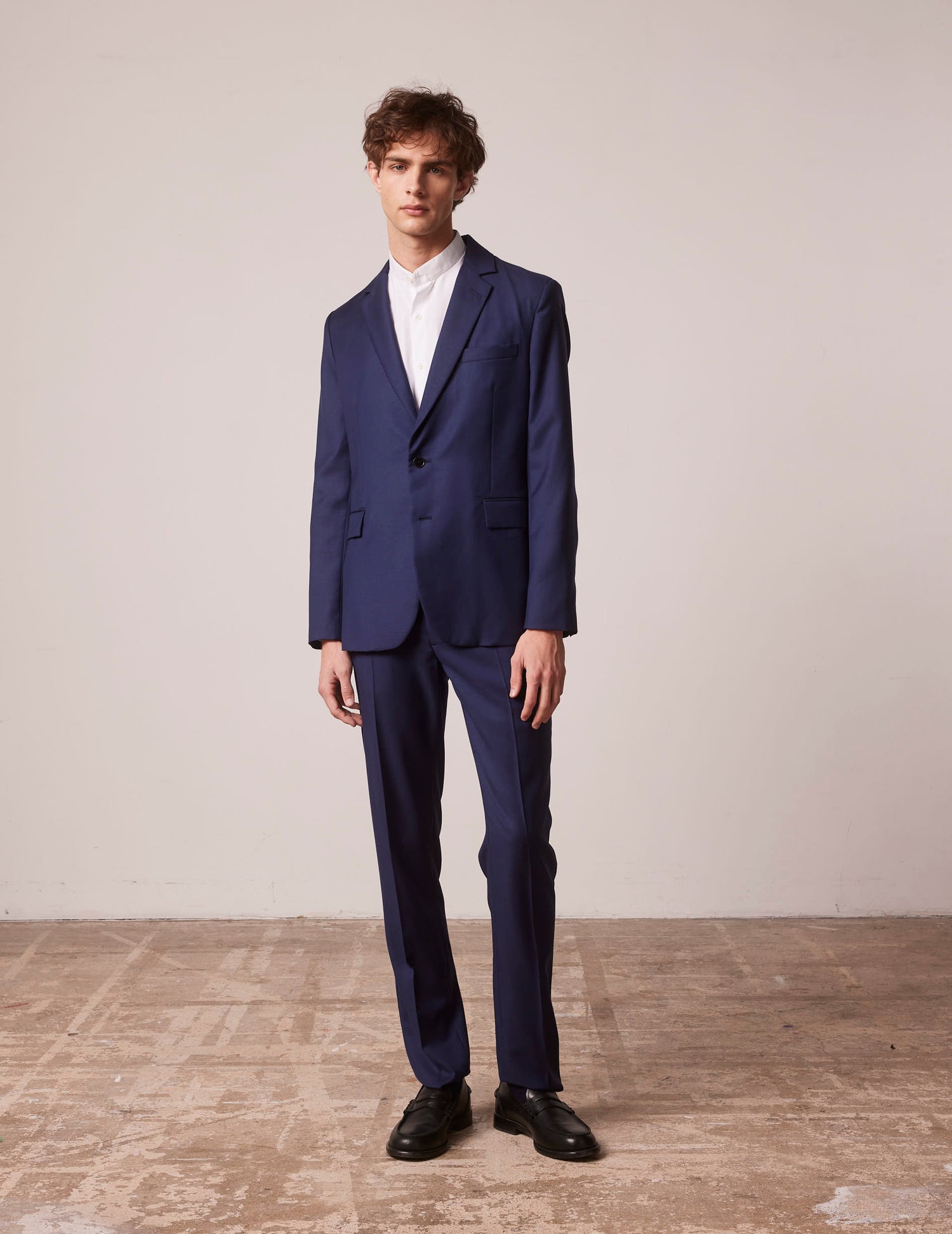 Gordon tailored jacket in navy blue wool-canvas