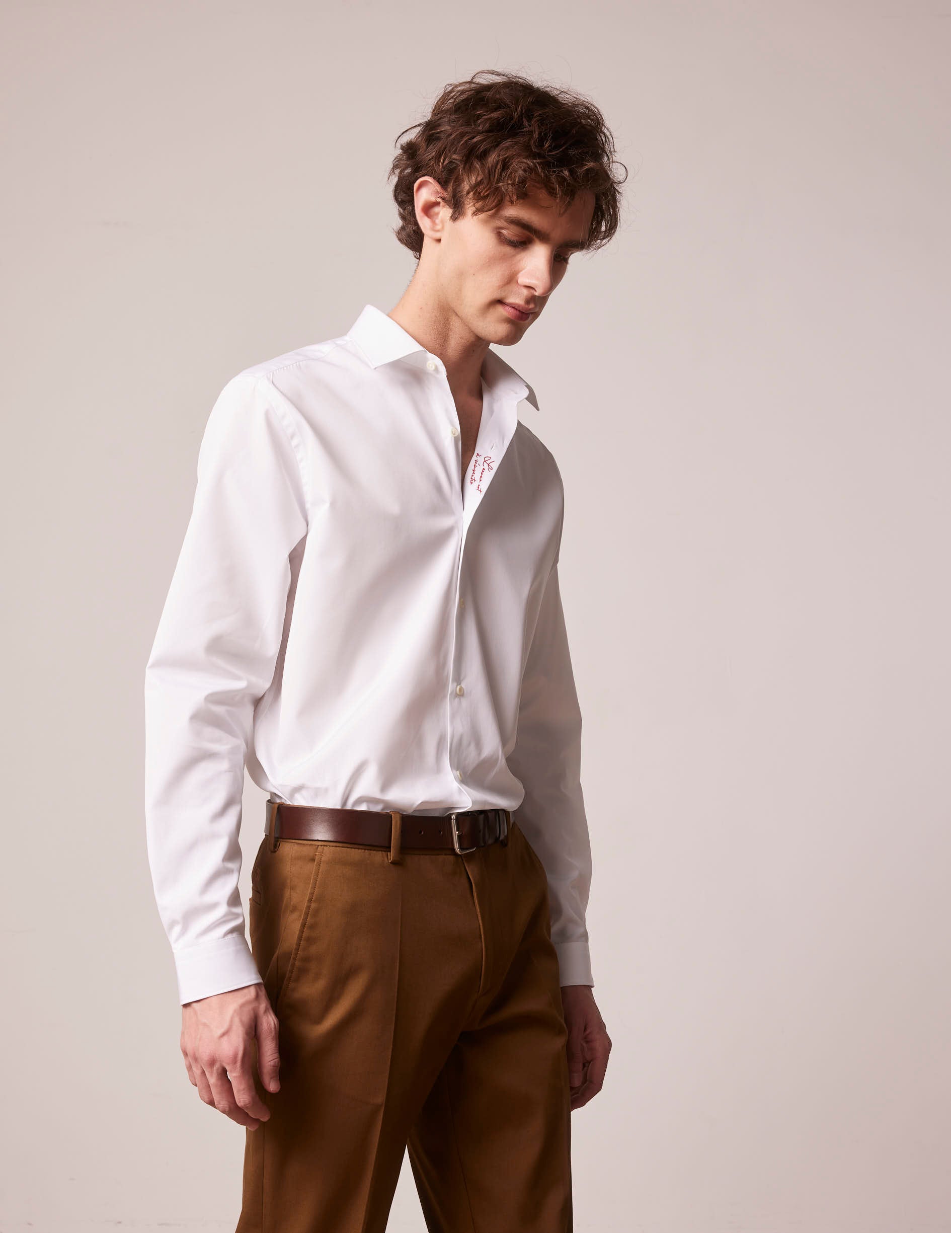 Amour shirt in white poplin - Poplin - Figaret Collar