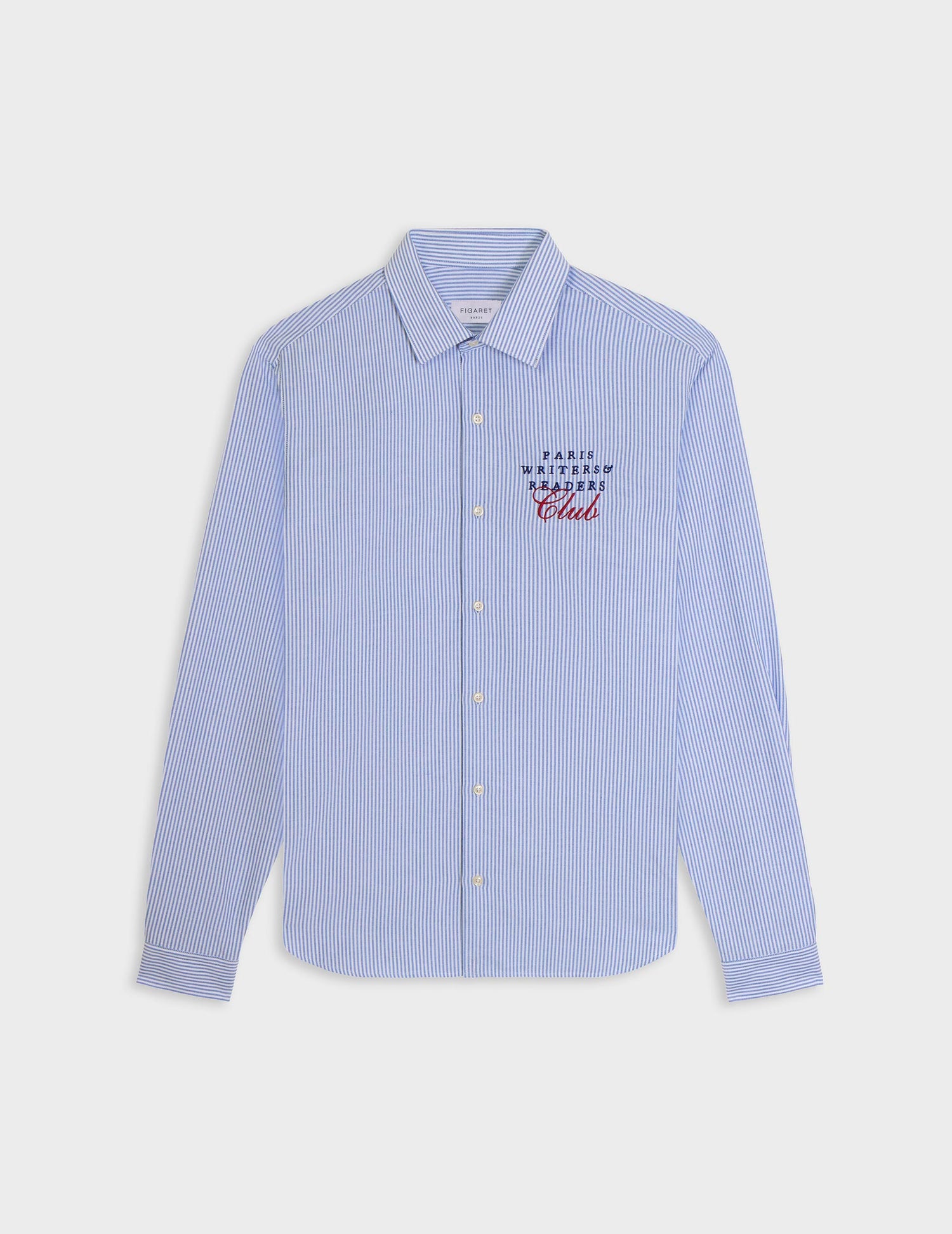 Blue Messy Nessy embroidered Club striped shirt - Oxford - Figaret Collar#6