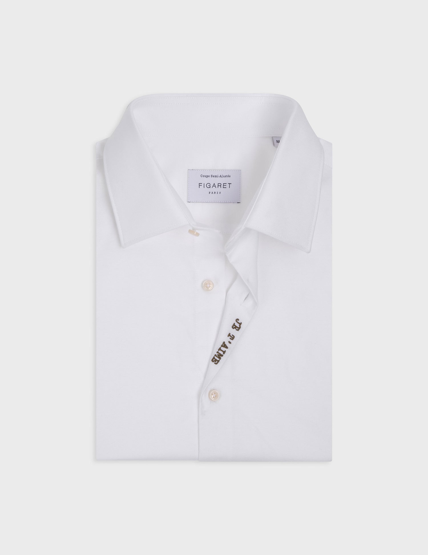 Mixed white "I love you" shirt  - Oxford - Figaret Collar