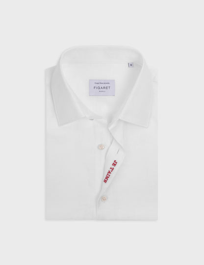 White linen mixed "Je t'aime" shirt