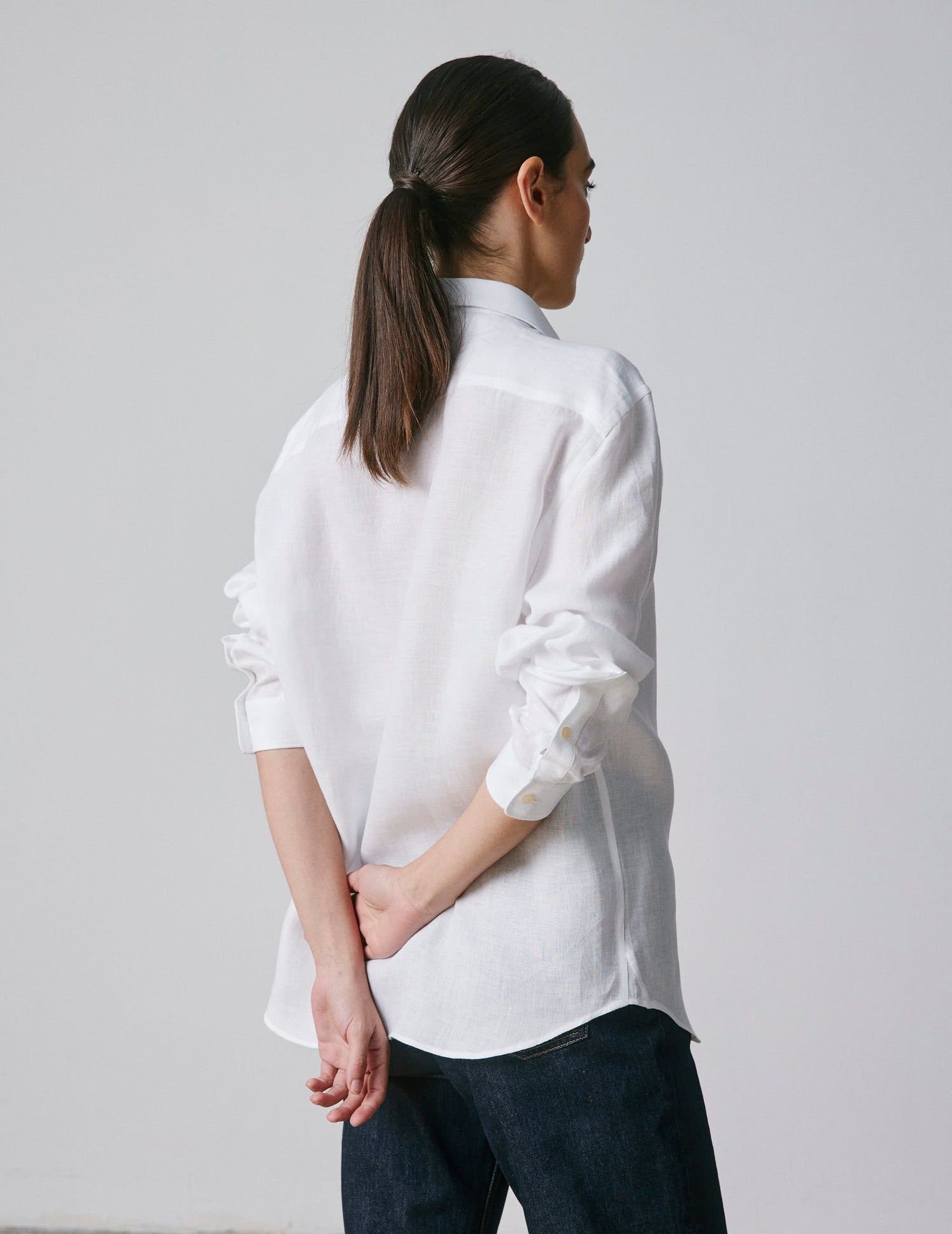 Unisex White linen "Je t'aime" shirt - Linen - Figaret Collar#6