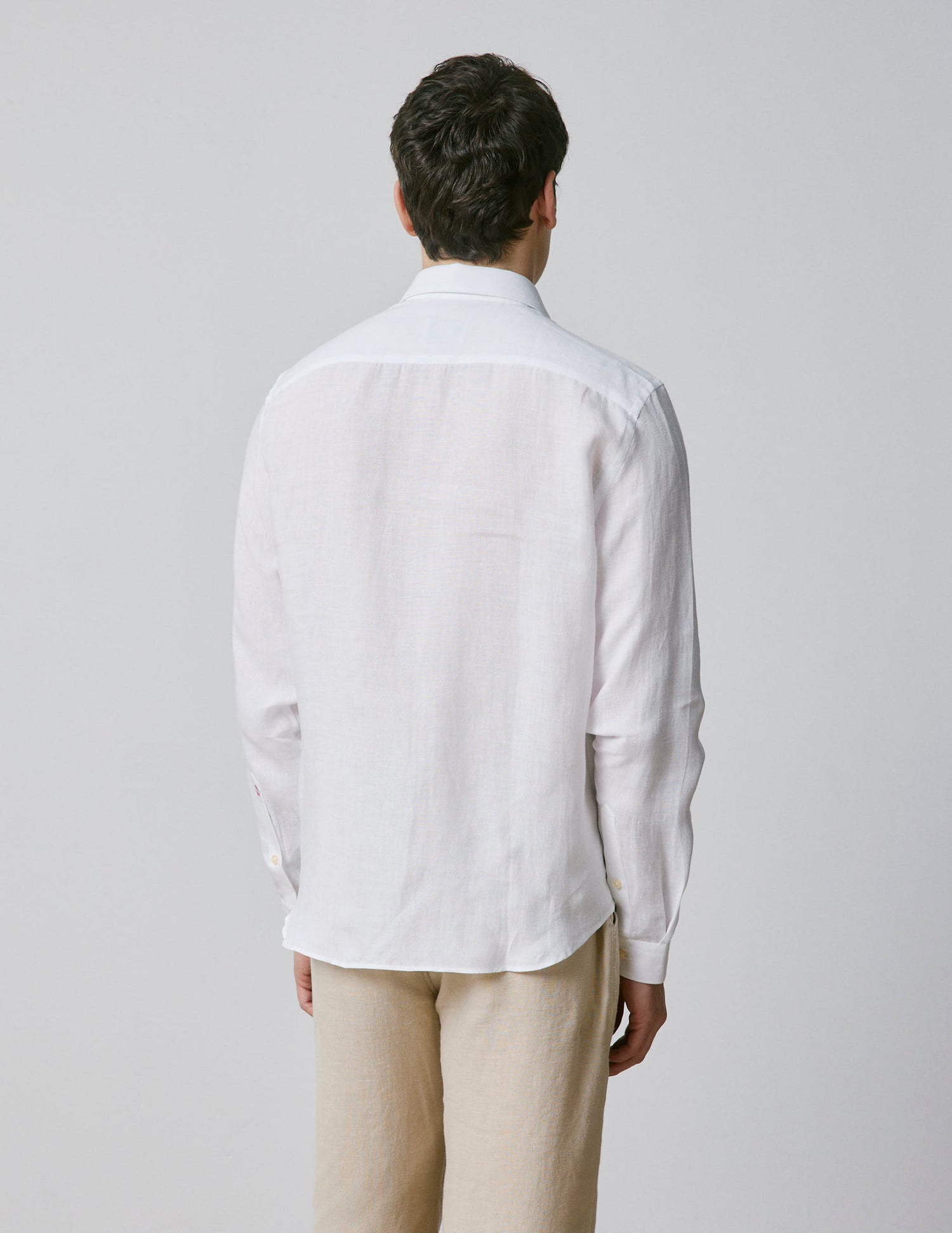 Unisex White linen "Je t'aime" shirt - Linen - Figaret Collar#5