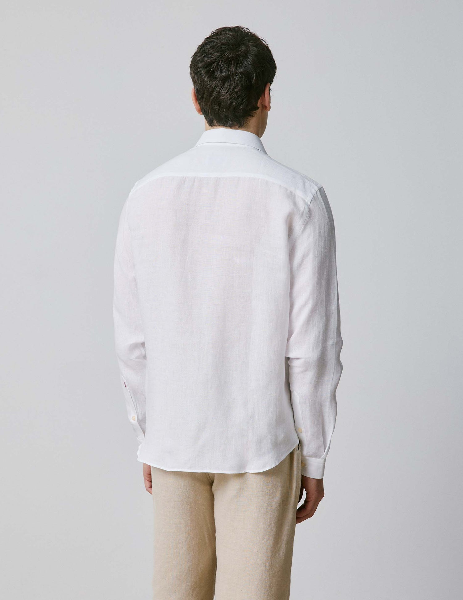 Unisex White linen "Je t'aime" shirt - Linen - Figaret Collar#5