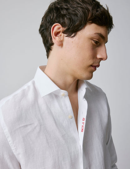 Unisex White linen "Je t'aime" shirt