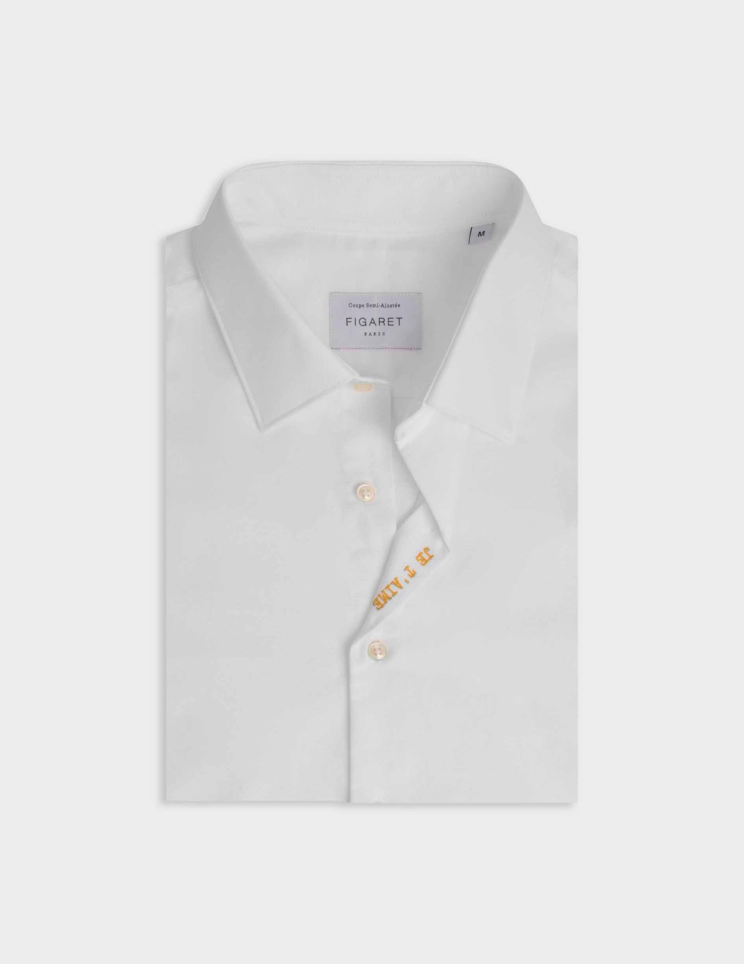 White mixed "Je t'aime" shirt - Oxford - Figaret Collar