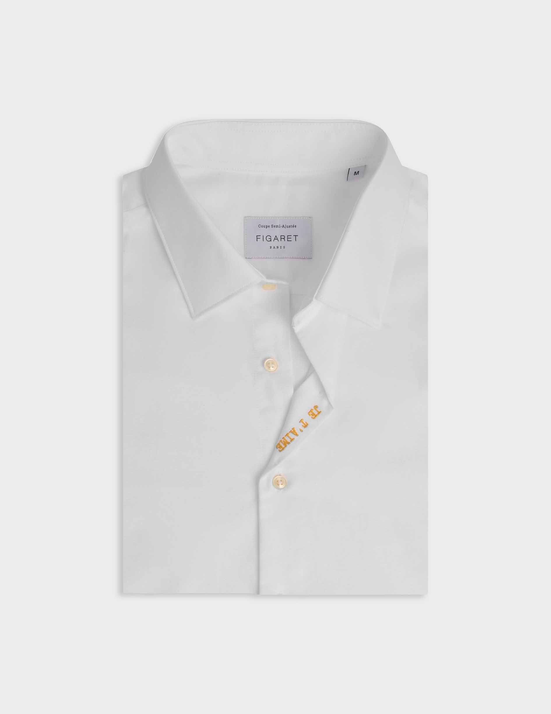 White mixed "Je t'aime" shirt - Oxford - Figaret Collar