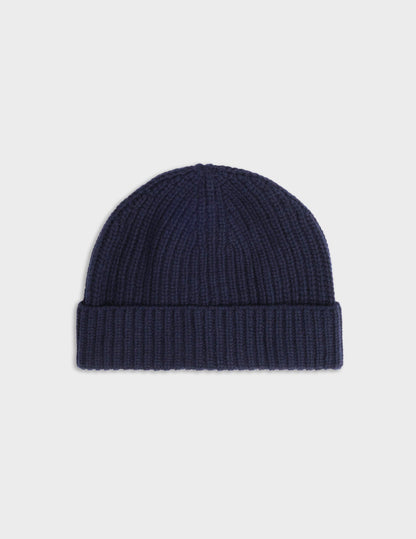 Navy wool and cashmere beanie