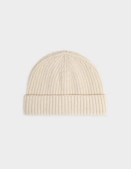 Beige wool and cashmere beanie