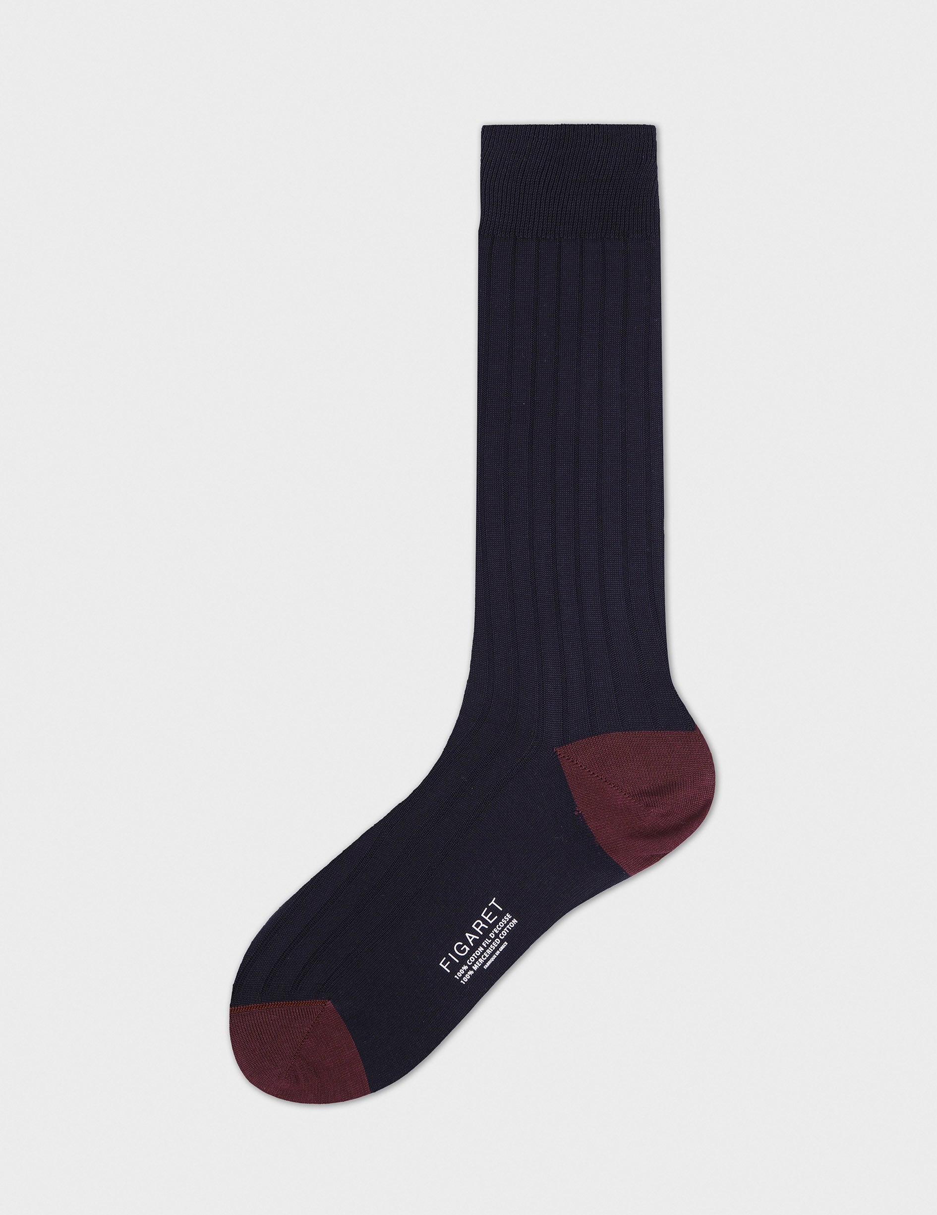 Socks in navy and bordeaux double Scottish yarn
