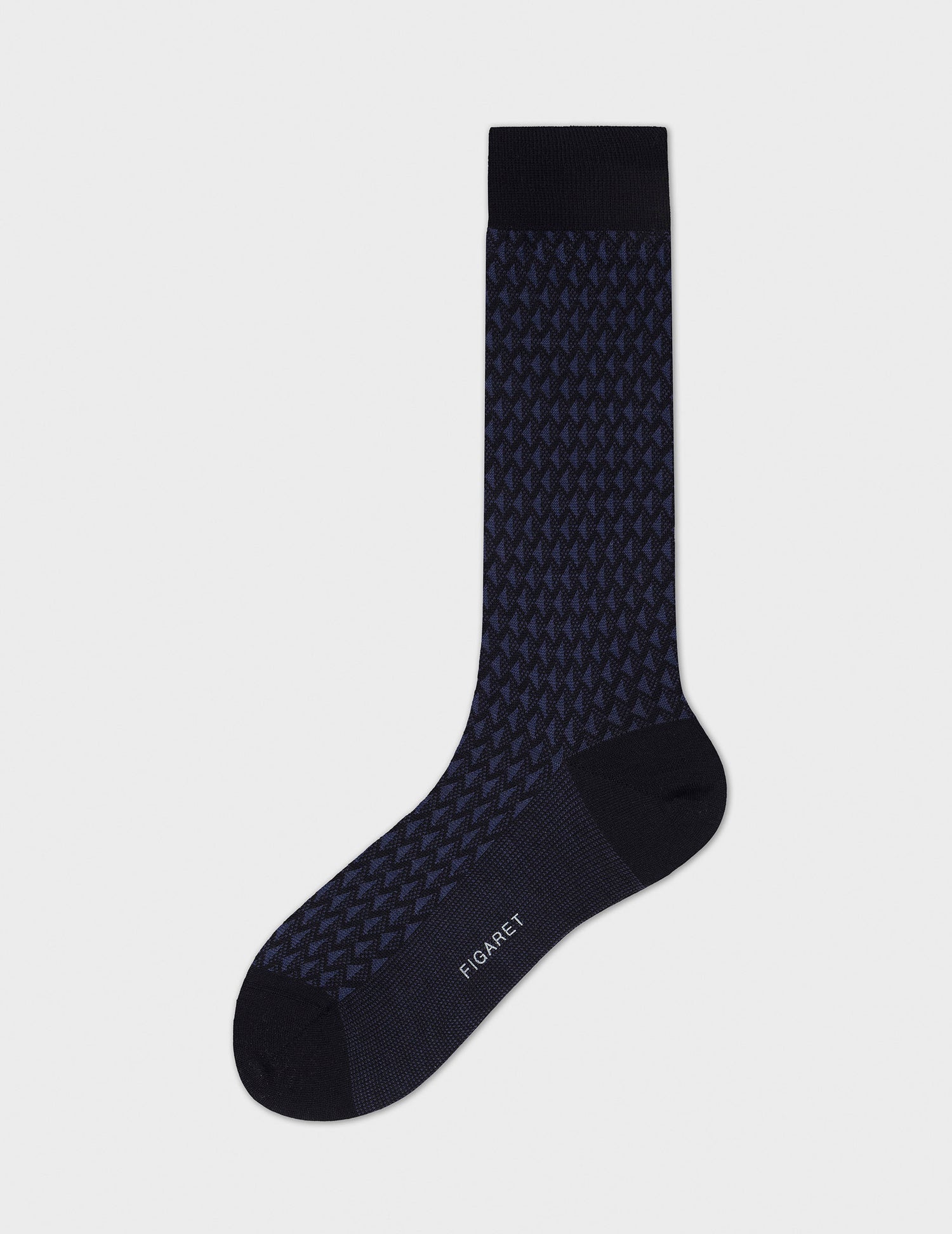 Navy patterned wool socks - Jacquard