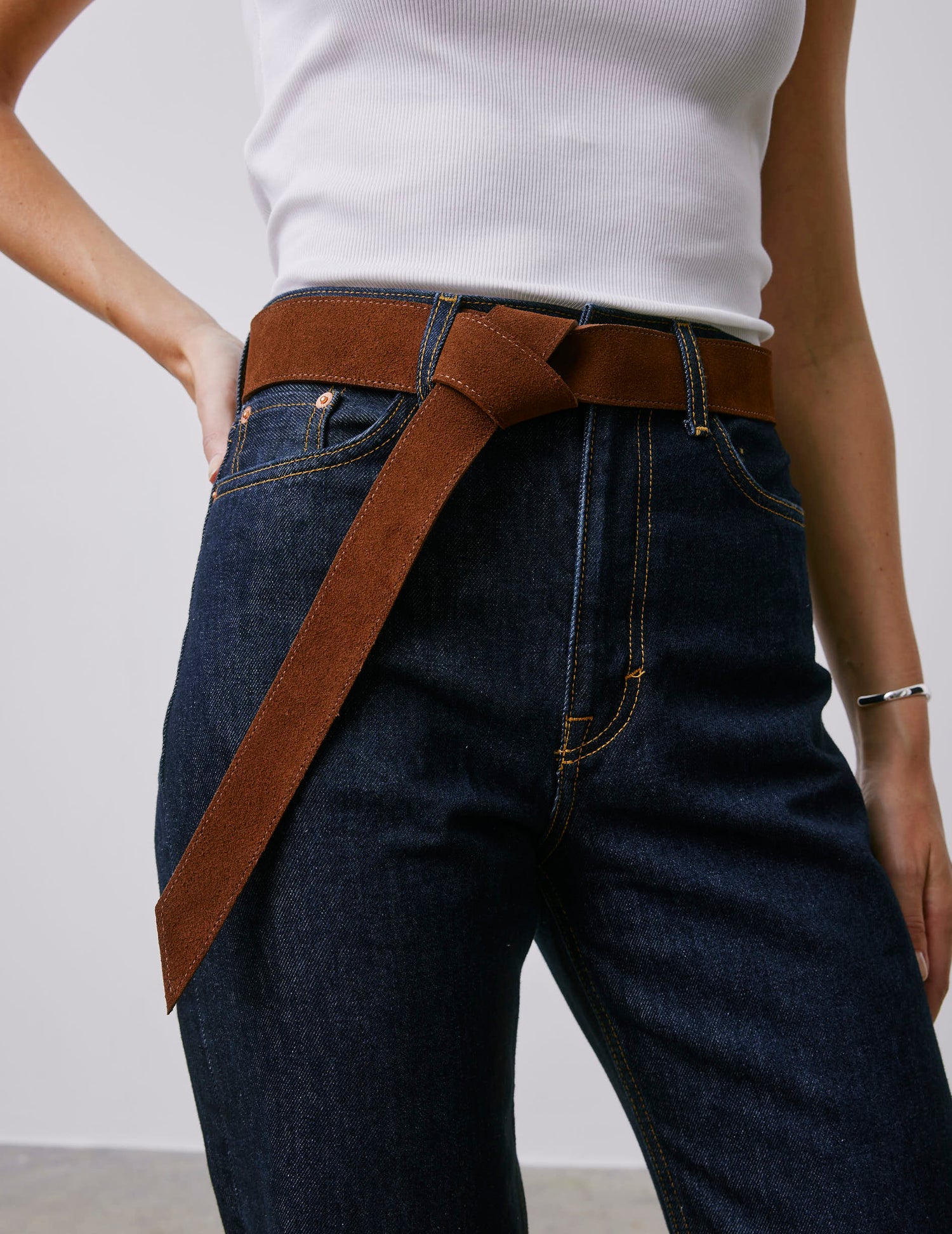 Brown suede belt