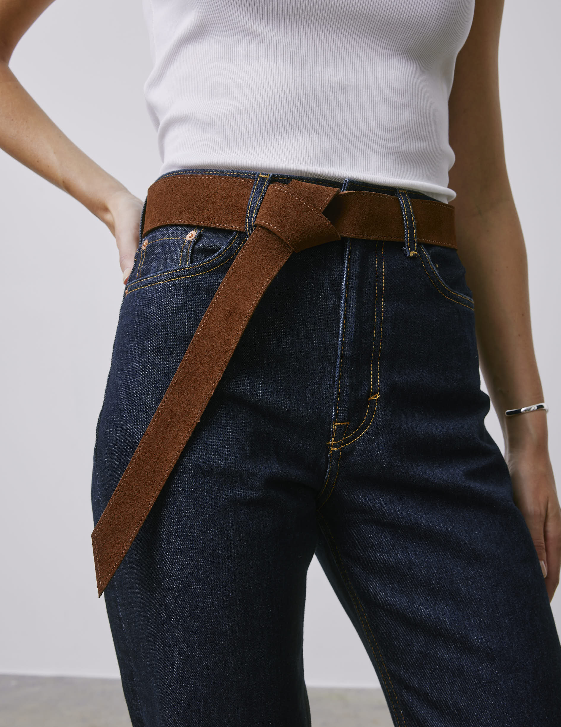 Brown suede belt
