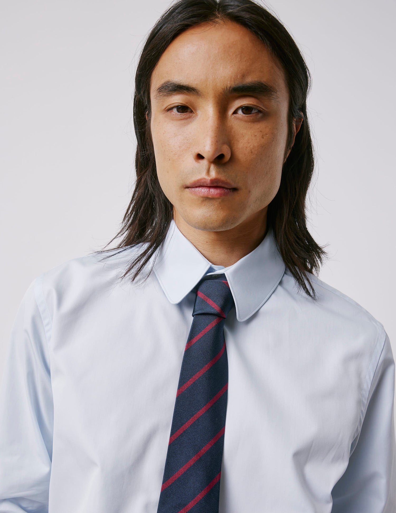Navy striped jacquard tie