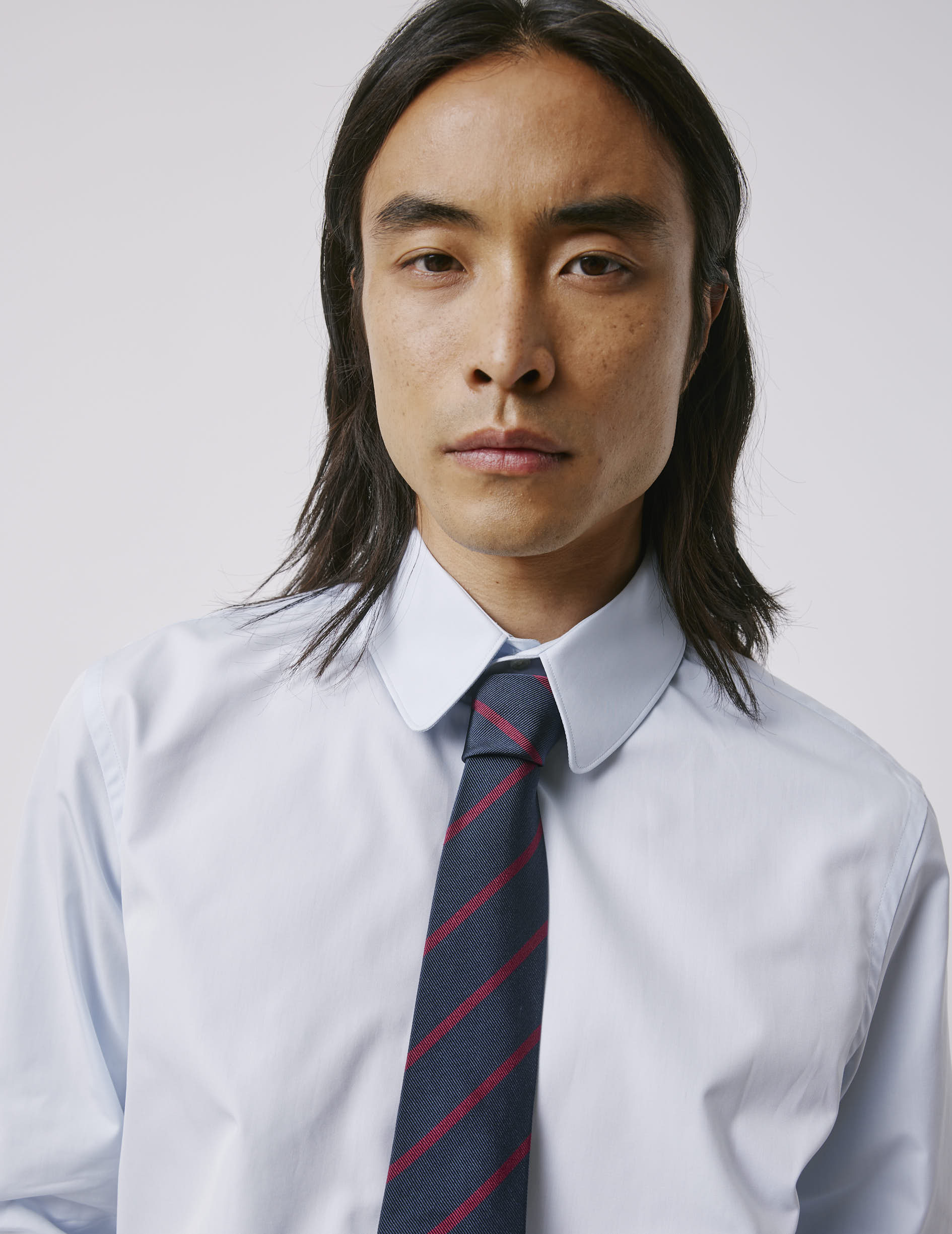Navy striped jacquard tie