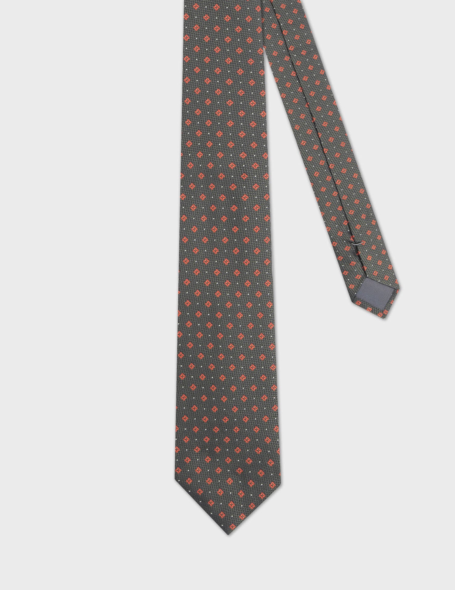 Grey cross patterned jacquard tie