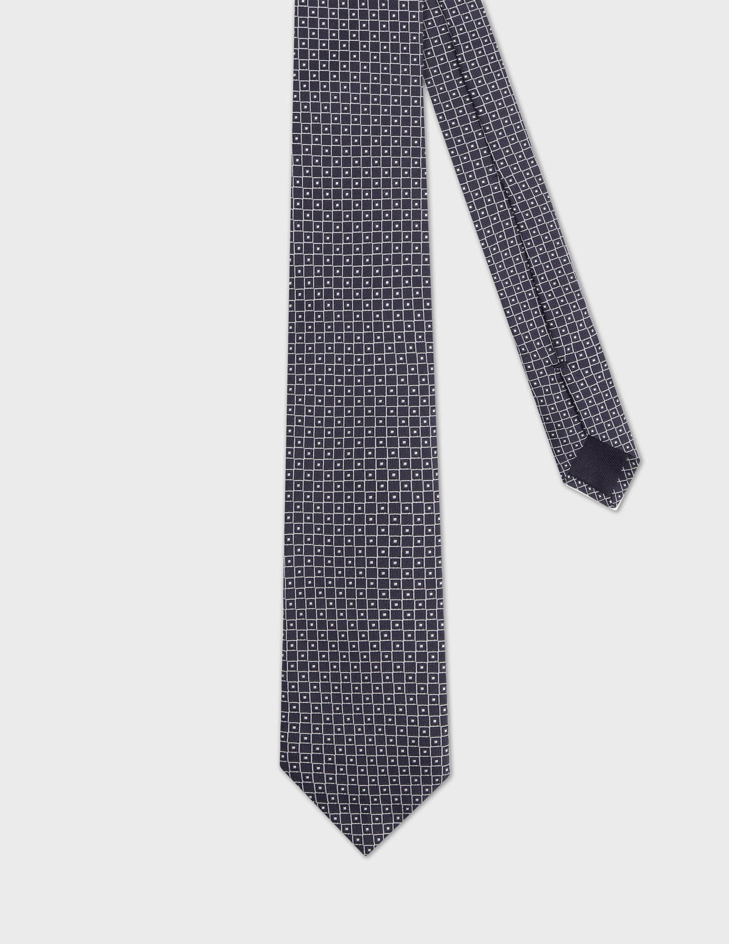 Navy checked jacquard tie - Jacquard