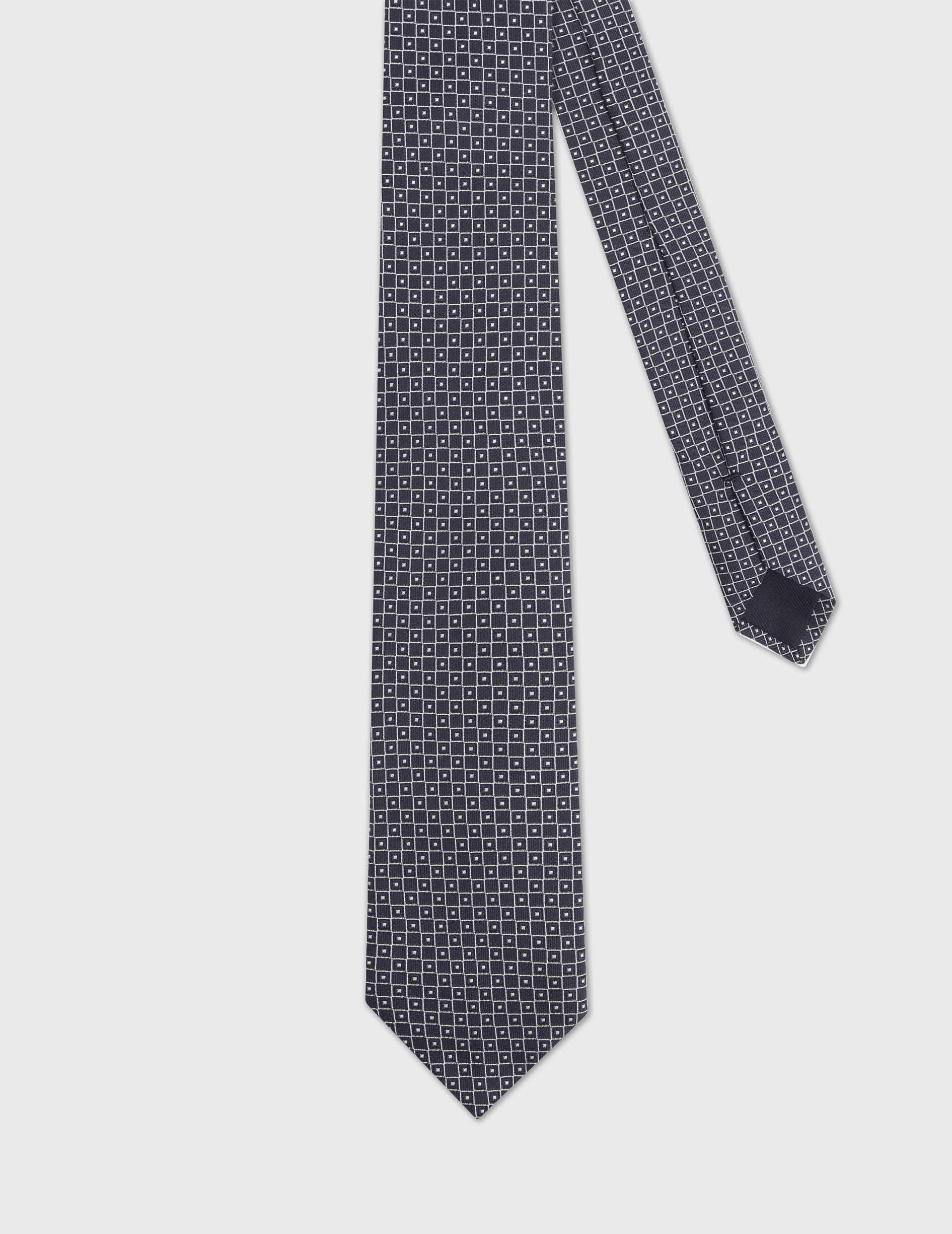 Navy checked jacquard tie - Jacquard