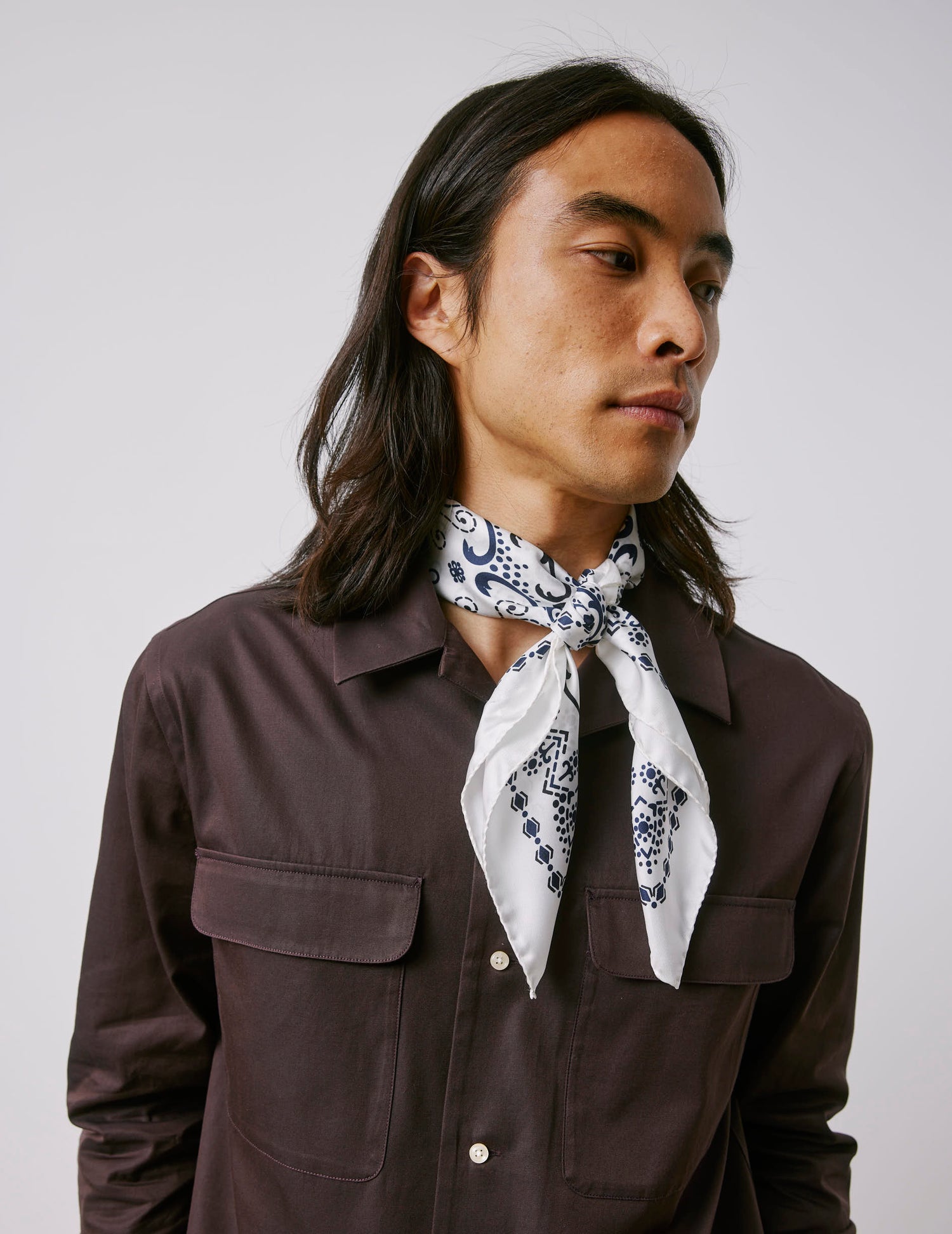 White silk twill bandana
