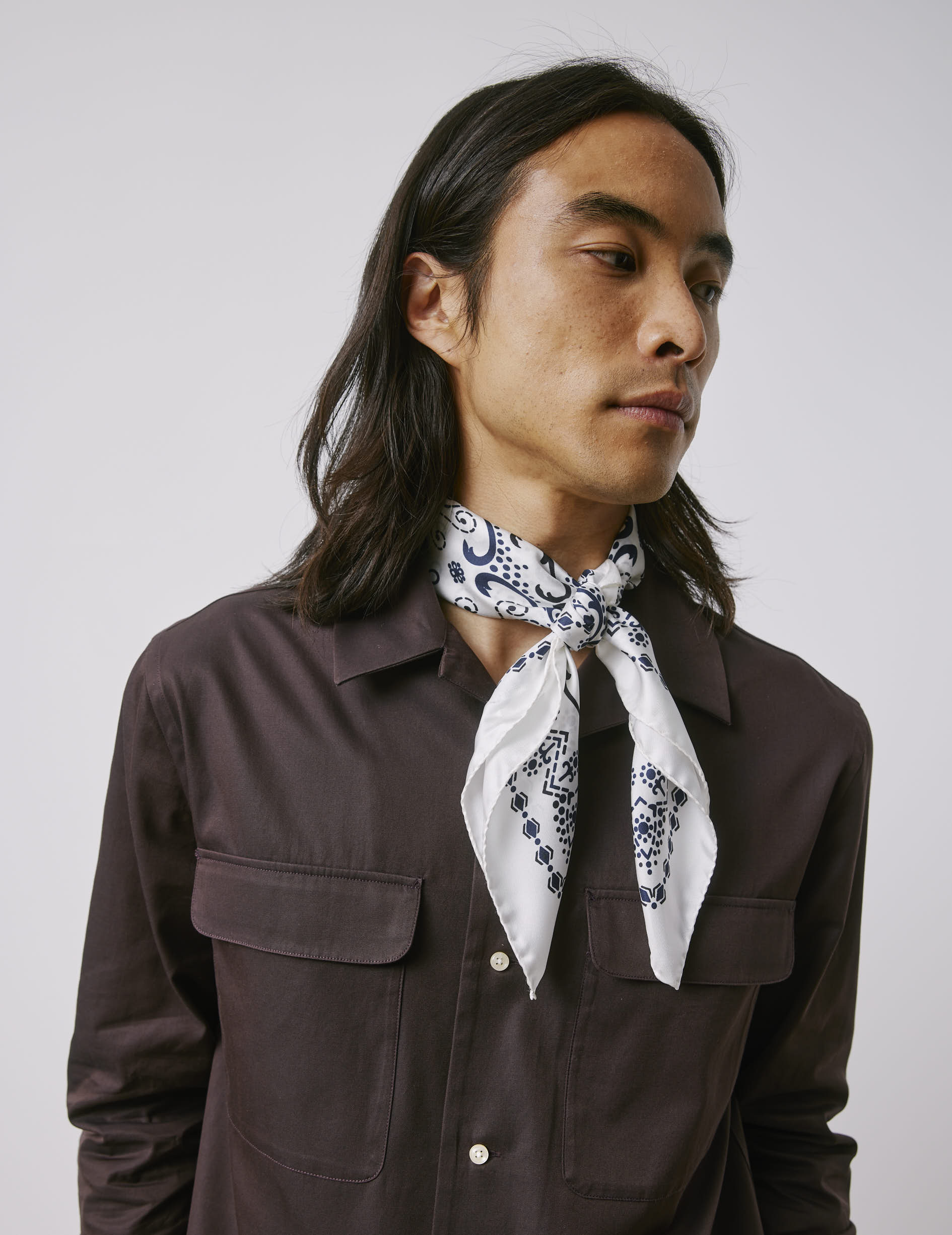 White silk twill bandana