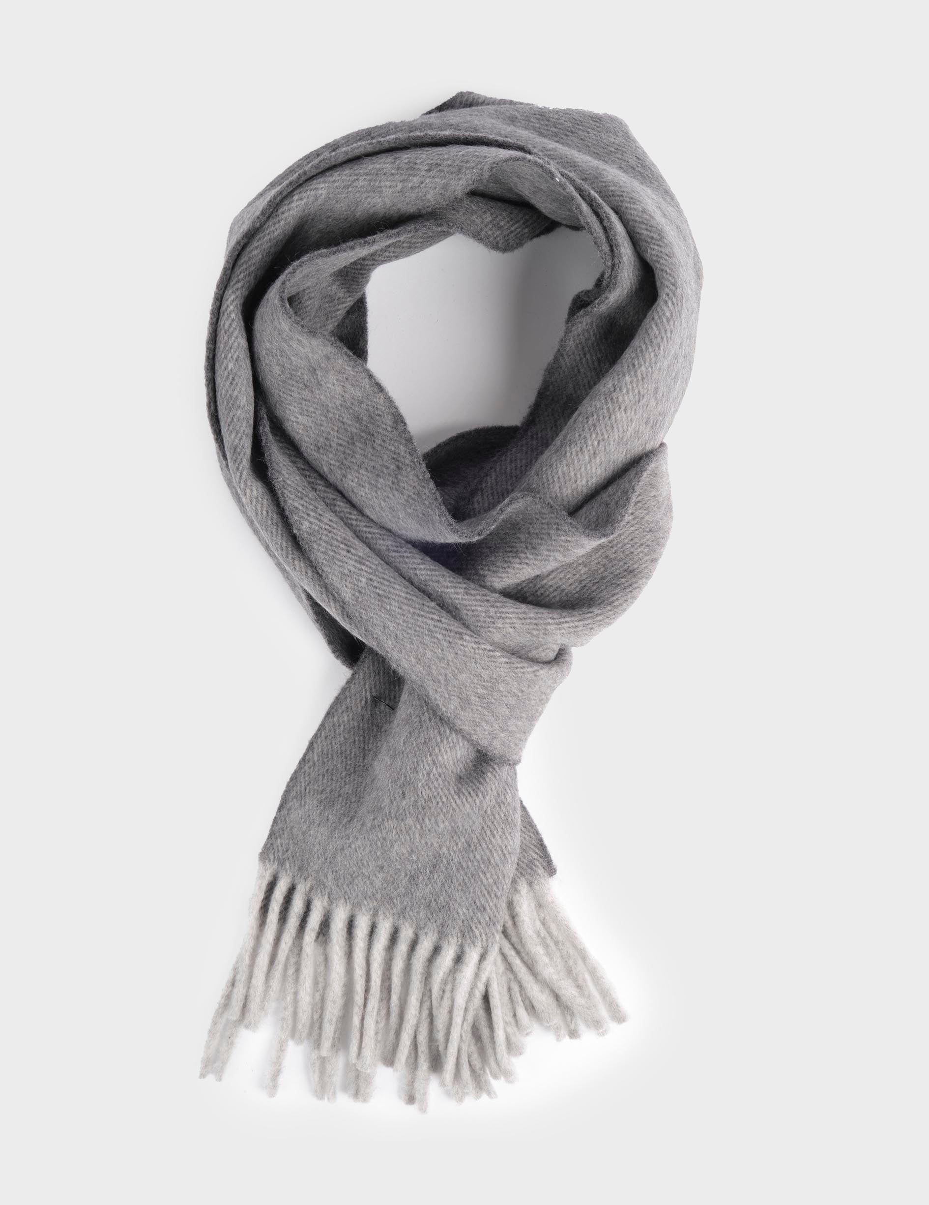 Gray herringbone wool scarf