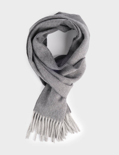 Gray herringbone wool scarf