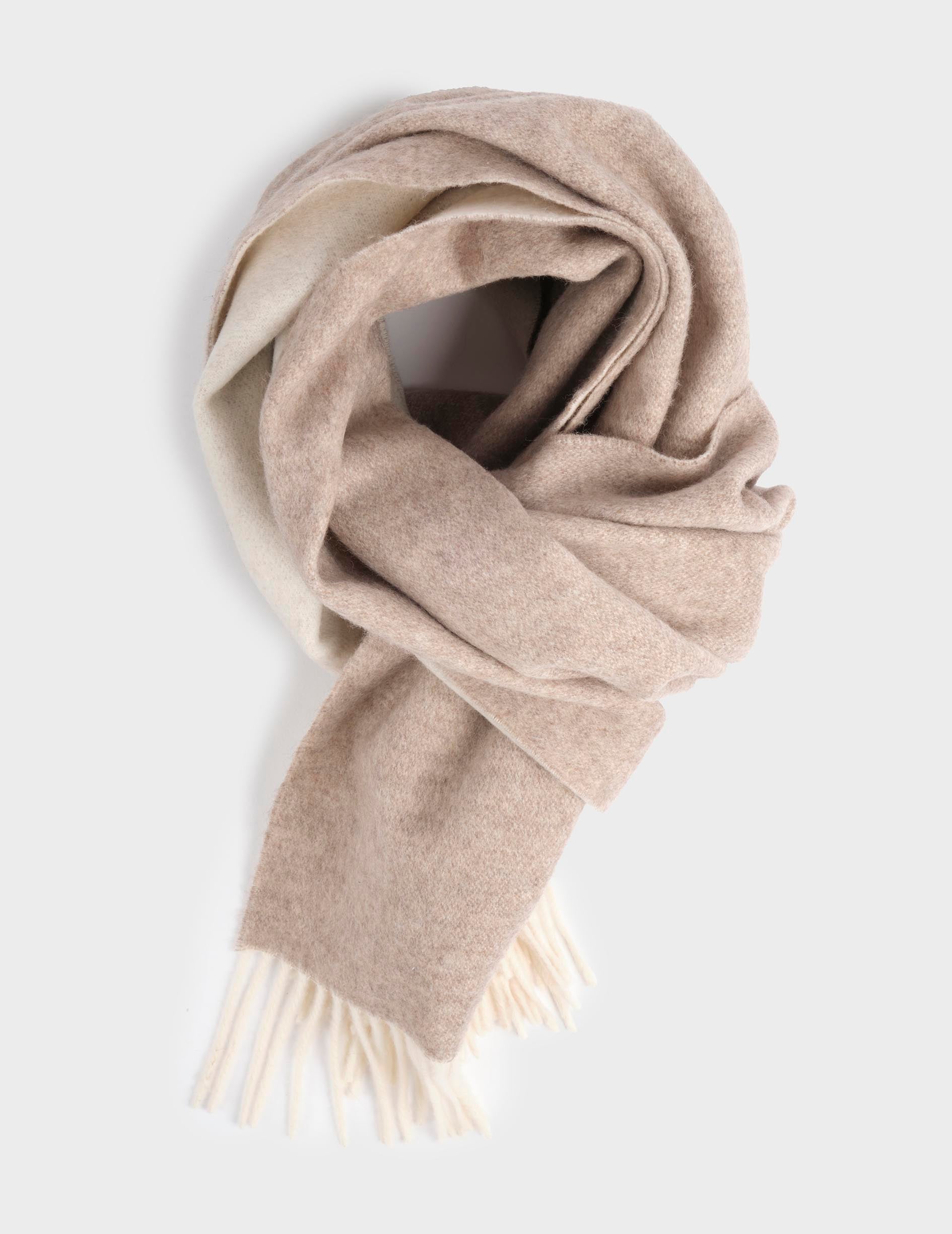 Beige wool twill scarf