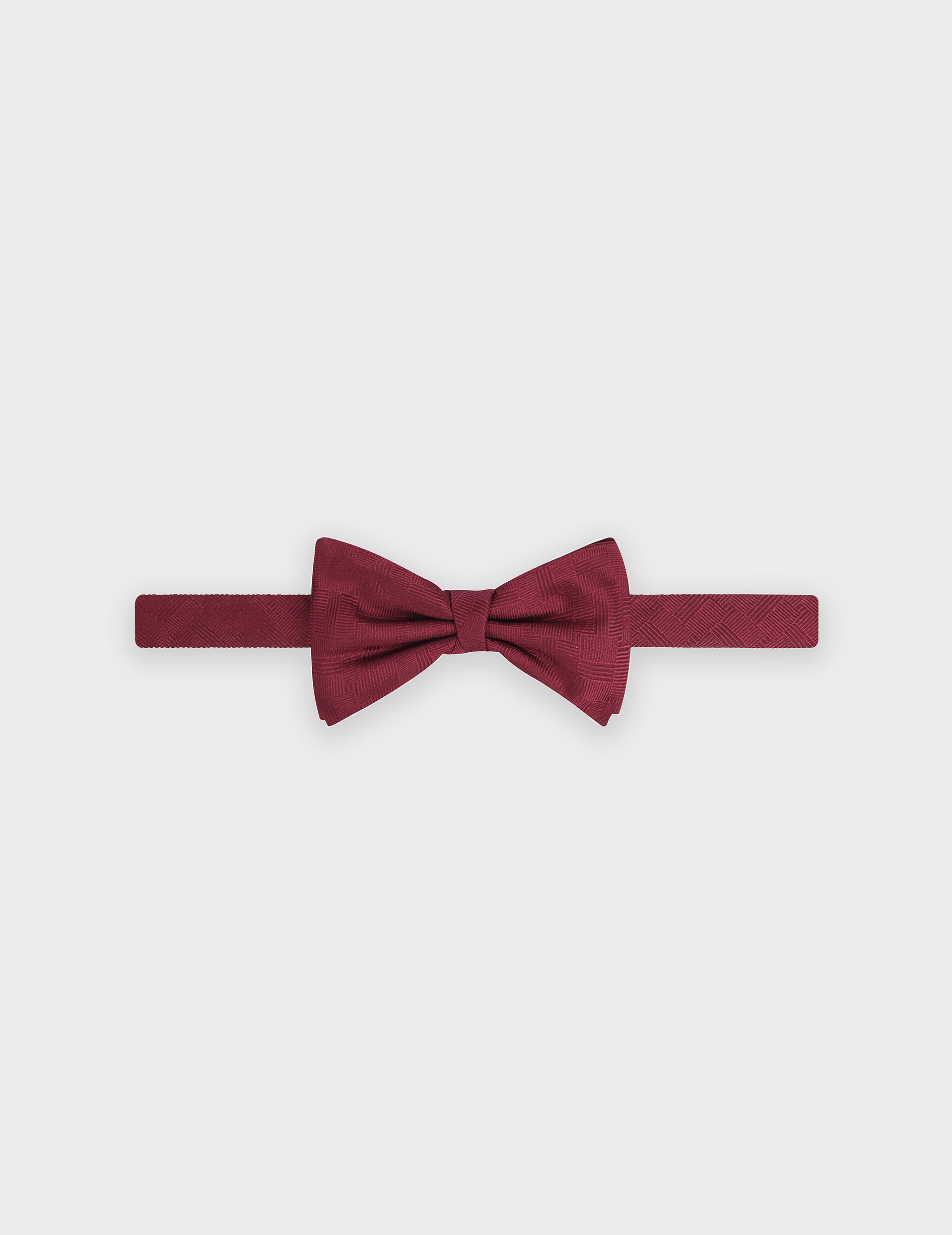 Bordeaux geometric pattern jacquard bow tie