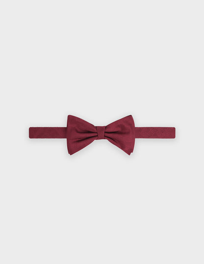 Bordeaux geometric pattern jacquard bow tie