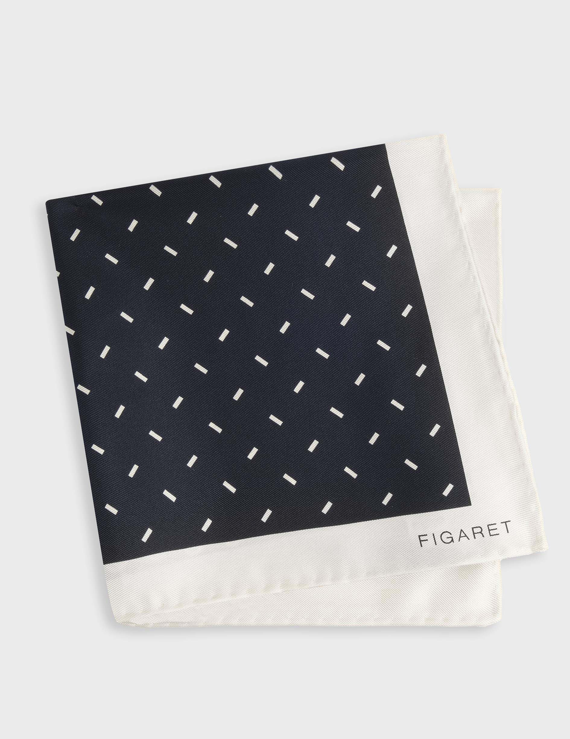 Navy patterned silk twill handkerchief