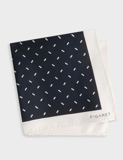Navy patterned silk twill handkerchief