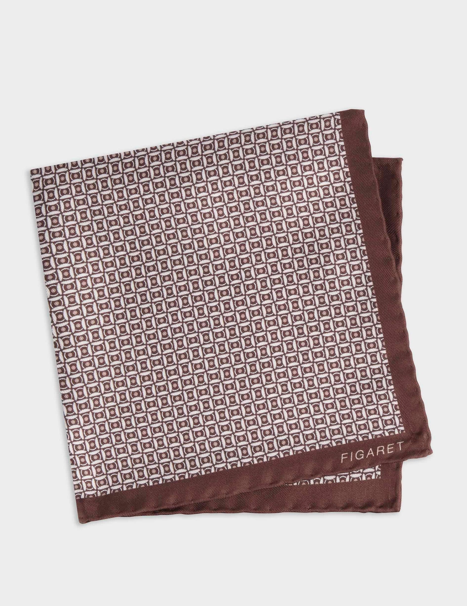 Brown patterned silk twill handkerchief