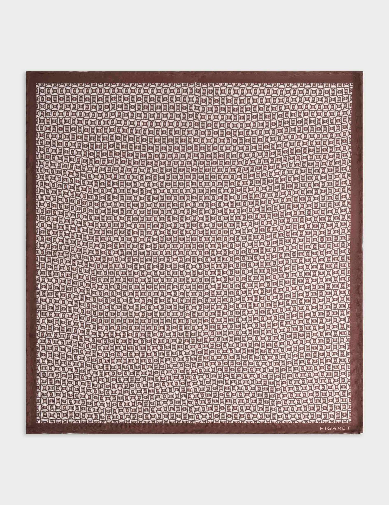 Brown patterned silk twill handkerchief