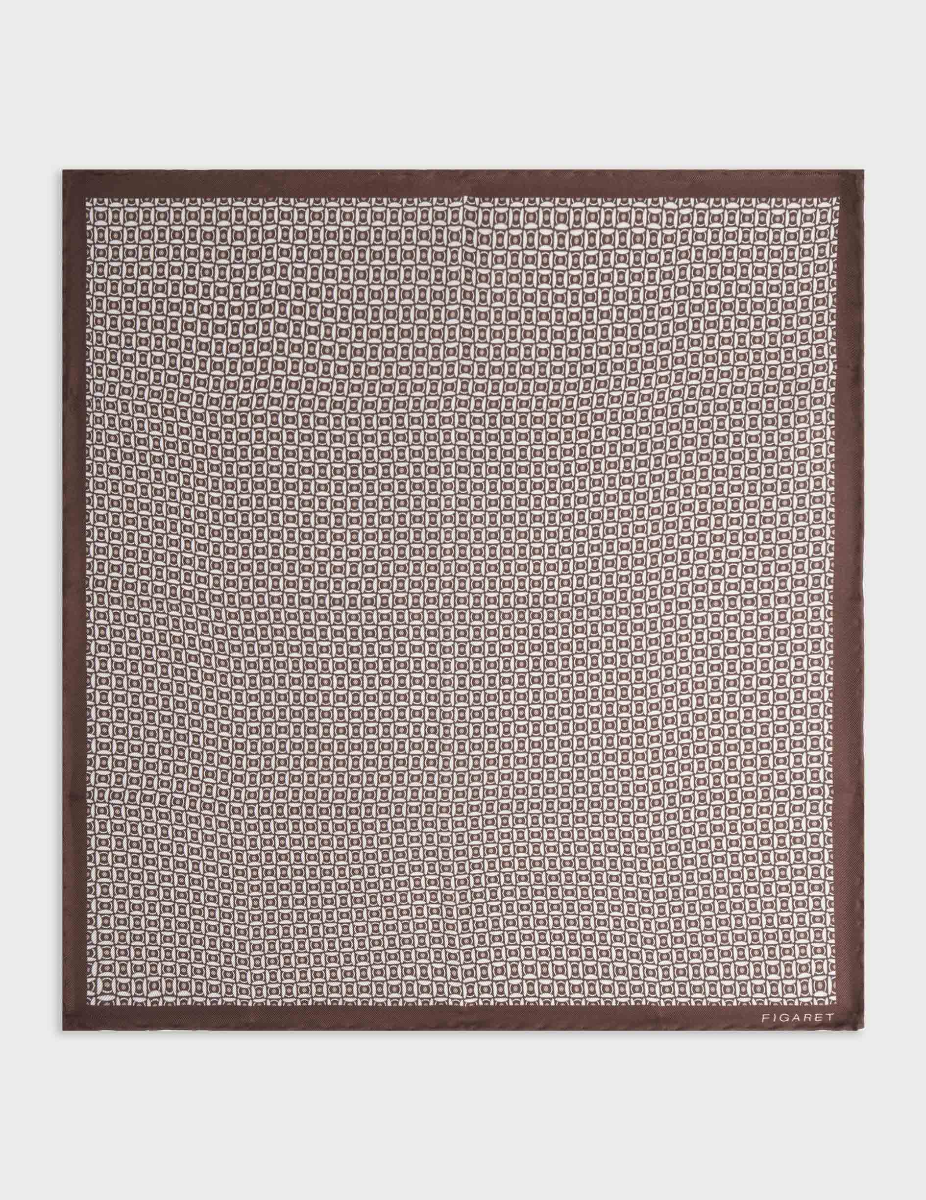 Brown patterned silk twill handkerchief
