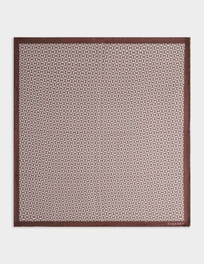 Brown patterned silk twill handkerchief