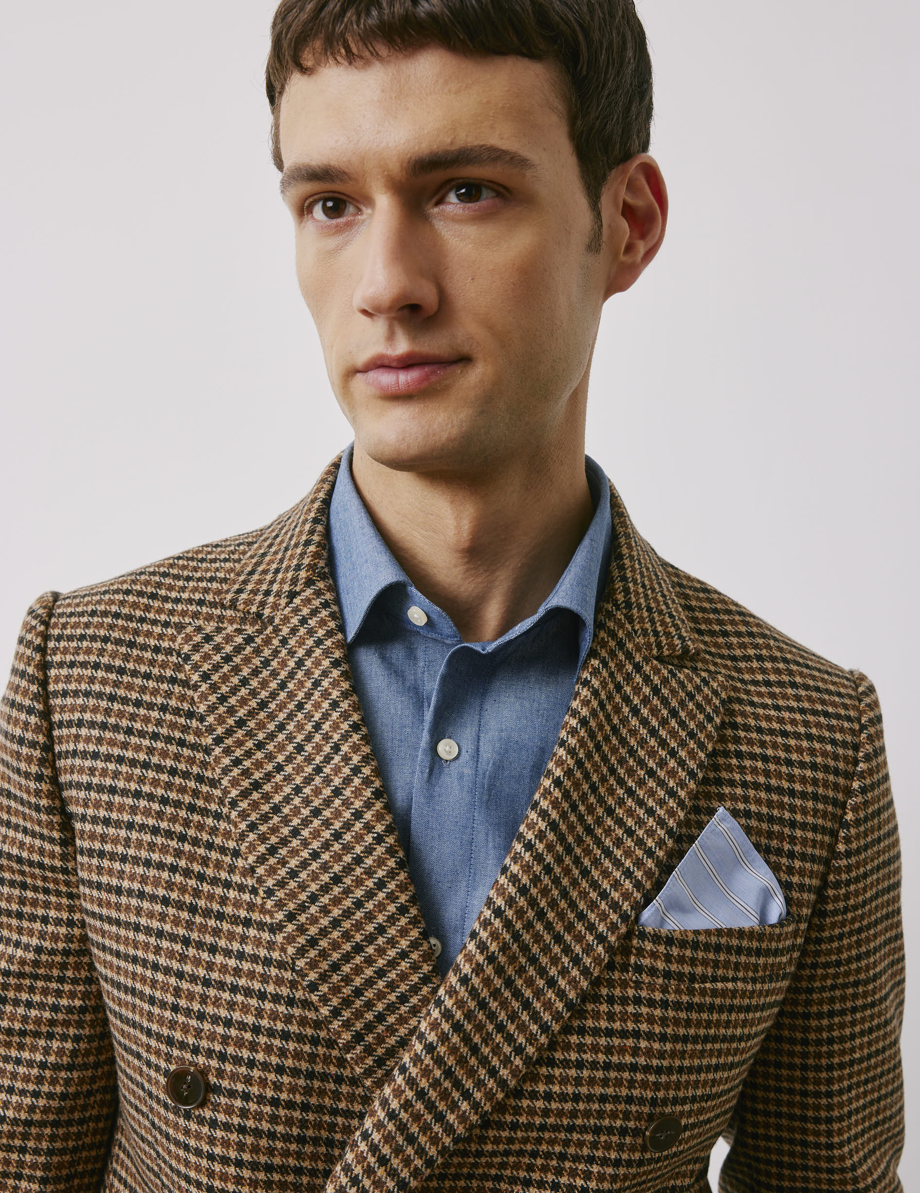 Luigi blue striped pocket square