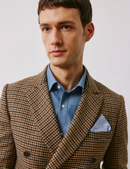 Luigi blue striped pocket square