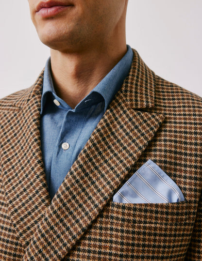 Luigi blue striped pocket square