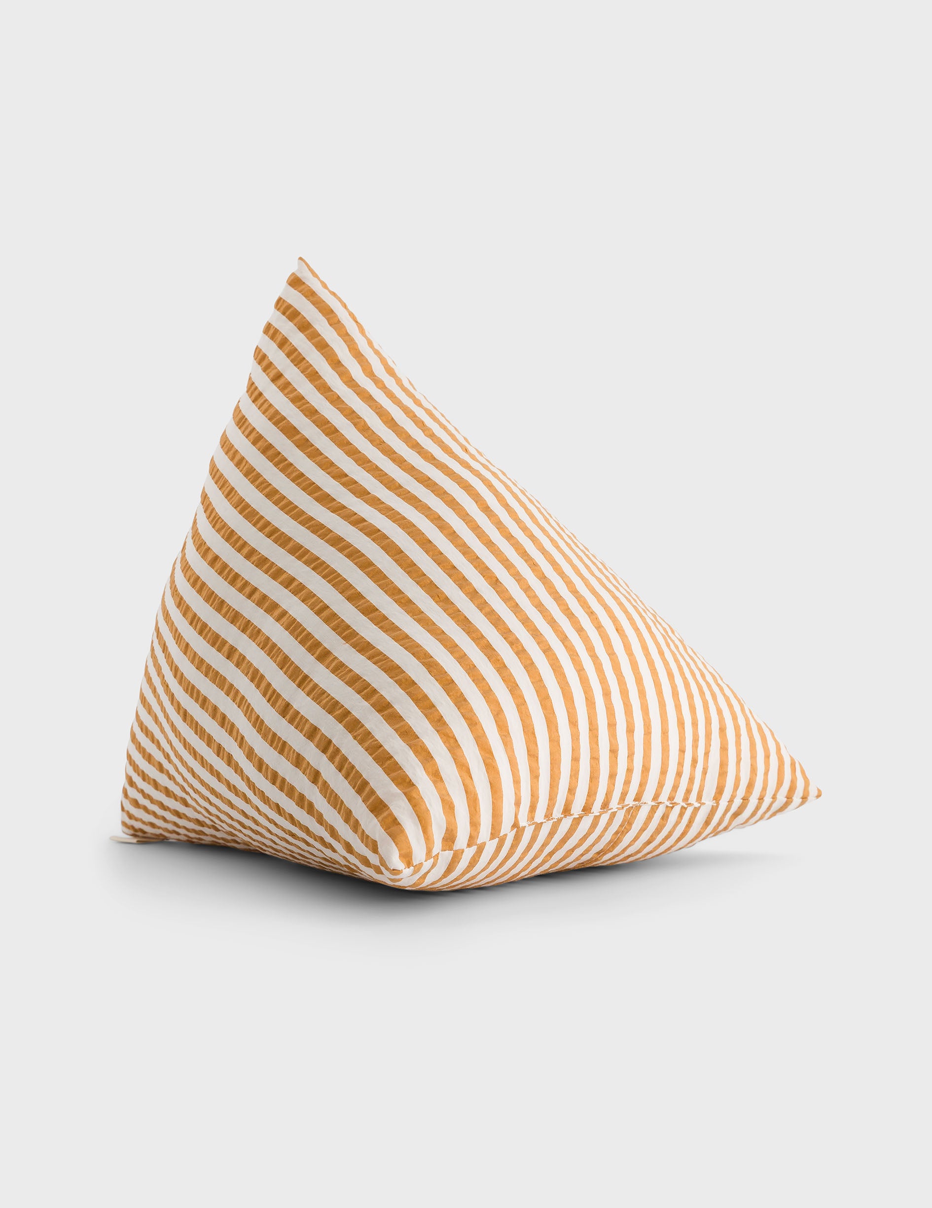 Divino ochre striped seersucker cushion