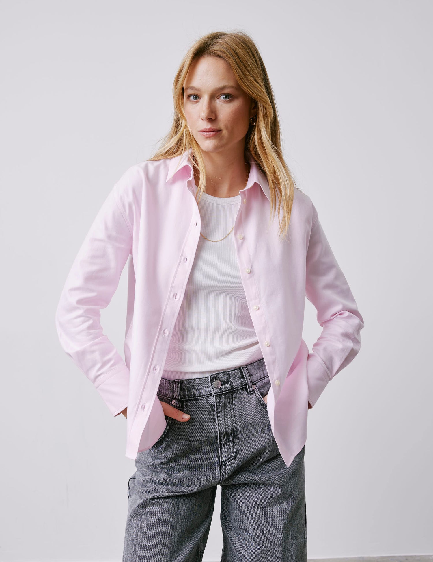 Ambre pink shirt - Herringbone - Shirt Collar#3