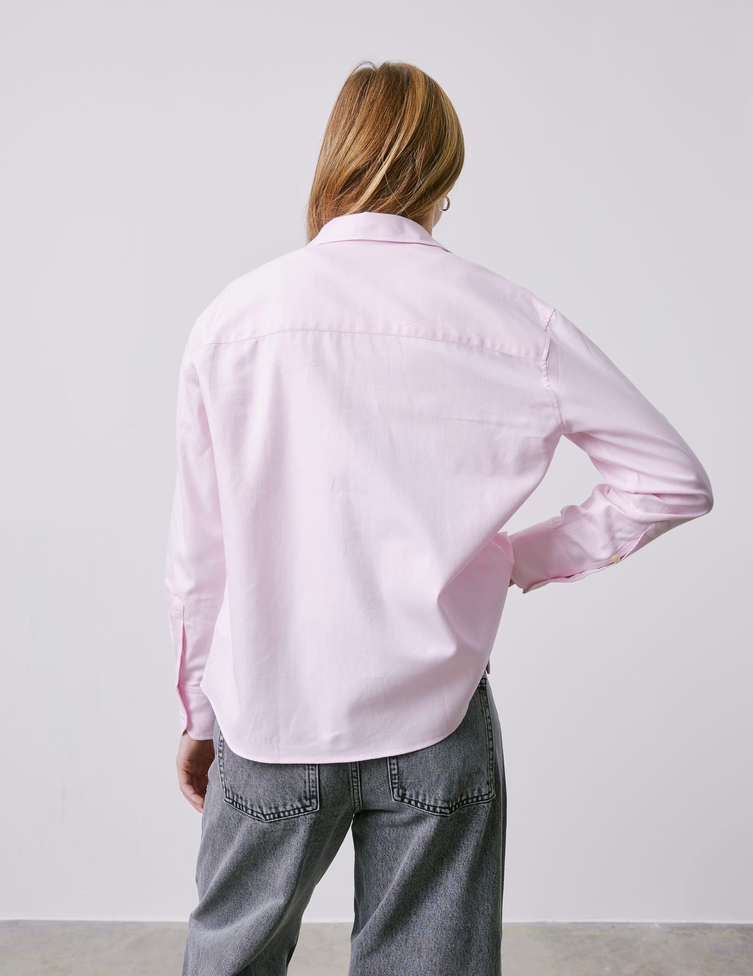 Ambre pink shirt - Herringbone - Shirt Collar#2