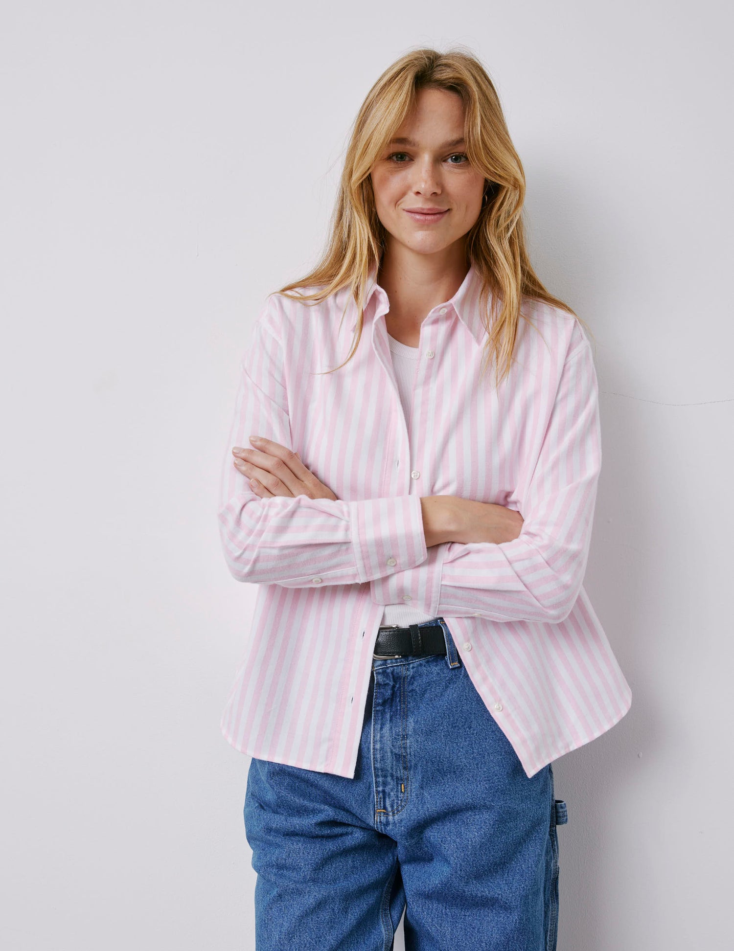 Ambre pink striped shirt - brushed oxford - Shirt Collar