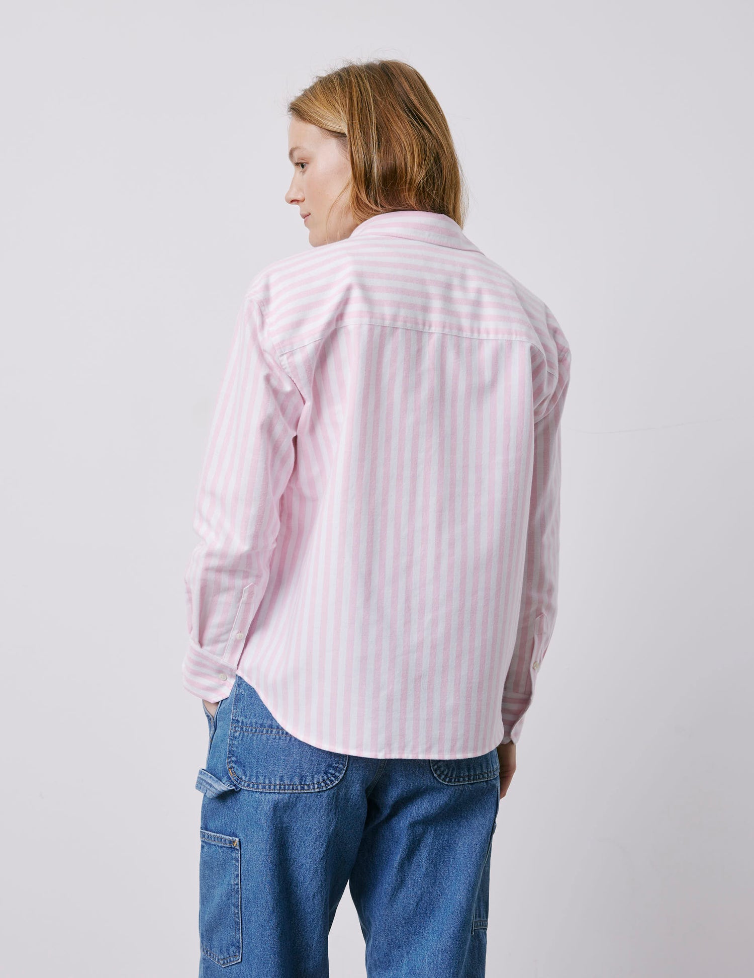 Ambre pink striped shirt - brushed oxford - Shirt Collar#2