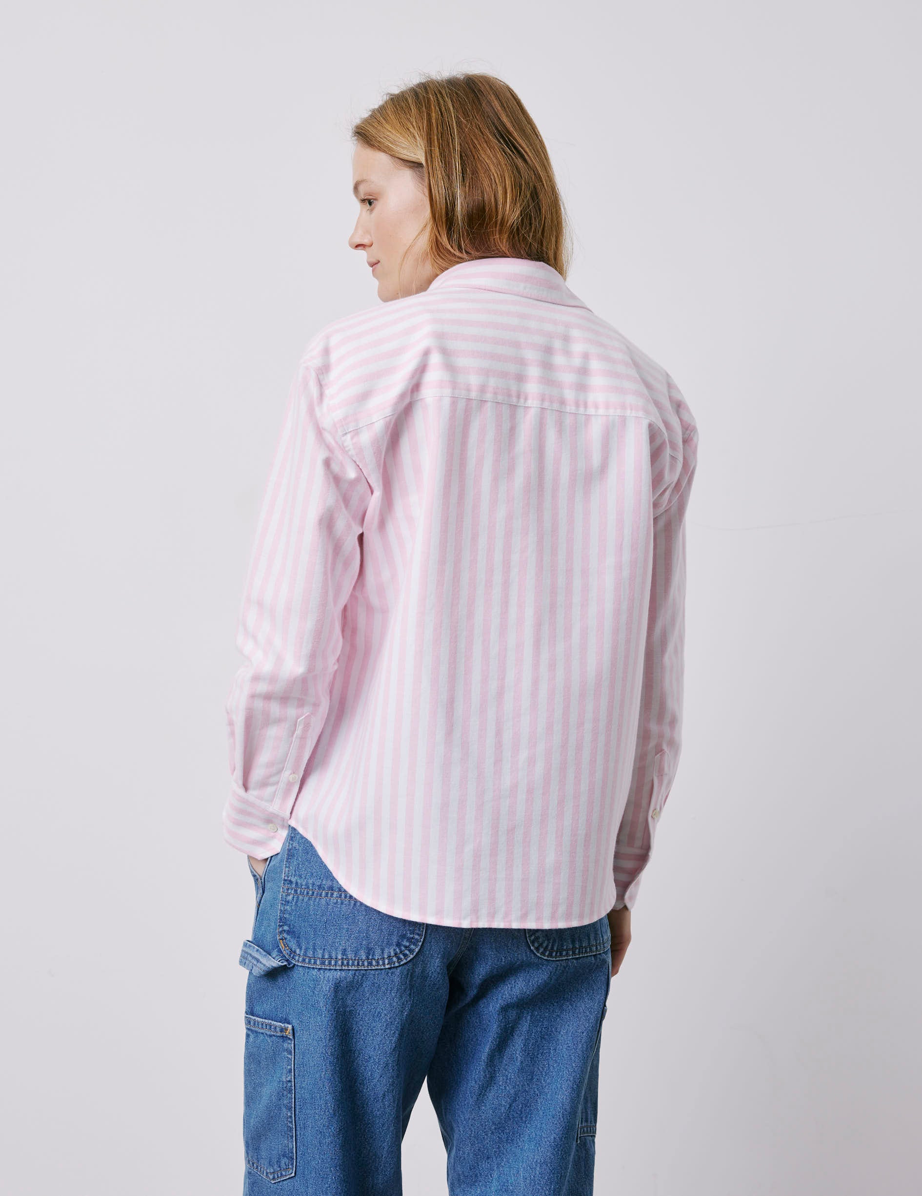 Ambre pink striped shirt - brushed oxford - Shirt Collar